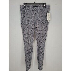 Zac + Rachel Sz 8 NWT | Textured Paisley Leggings Pants Navy Blue White